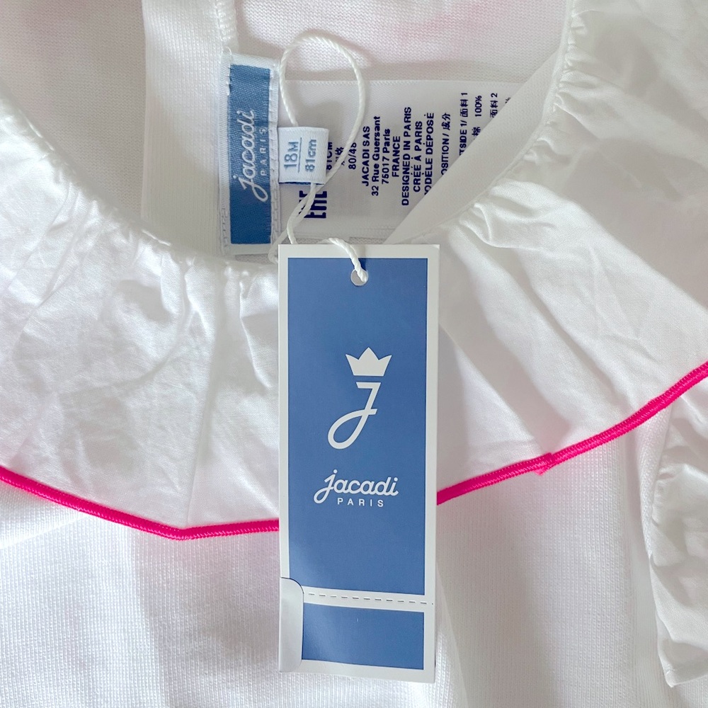 Jacadi Baby Girl Set in White and Pink - Picture 6 of 8